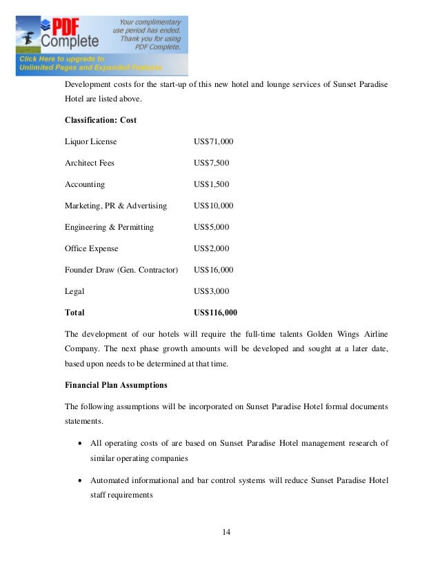 hotel business plan pdf free new hotel business plan